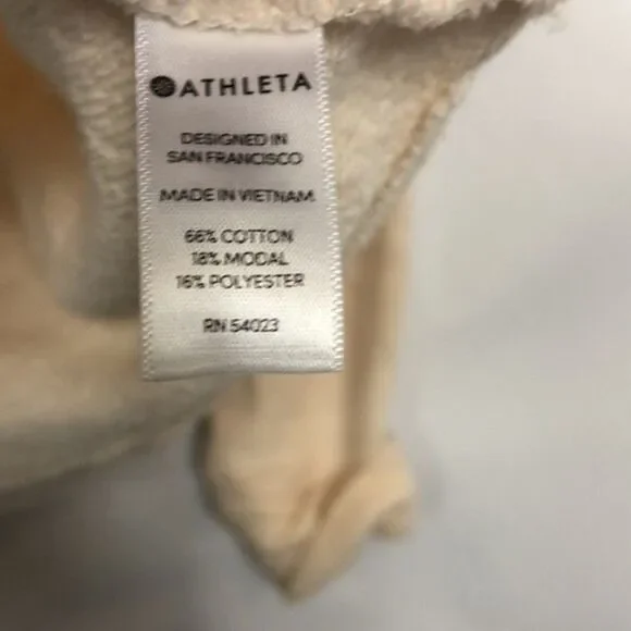 Athleta Tie Waist Cream Scoop Neck Sweatshirt Top Like New Condition Medium - Picture 4 of 5